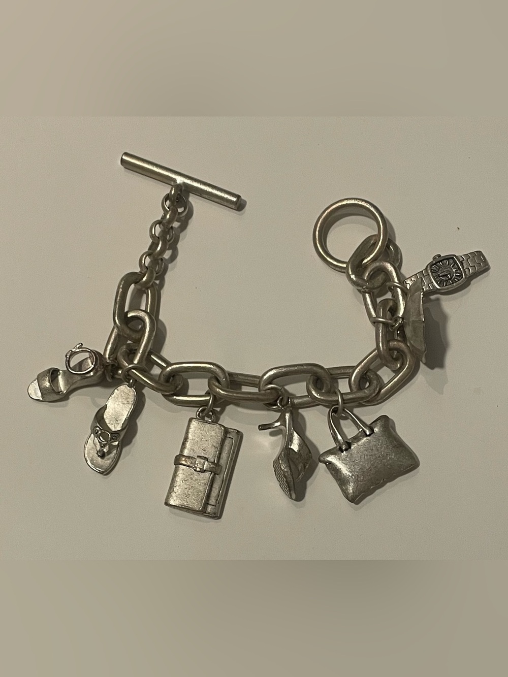 Vintage Kenneth Cole New York Y2K Silver Tone Charm Bracelet